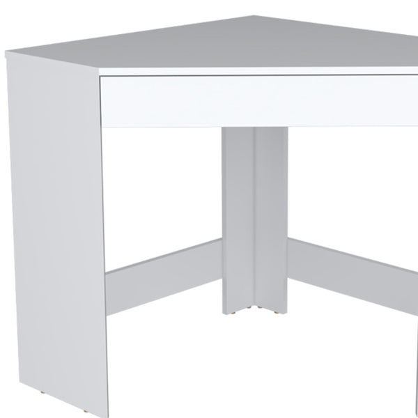Homeroots 30" White Wood Corner Computer Desk - Stylish Space-saving Design With Hidden Storage For Home Office   546422
