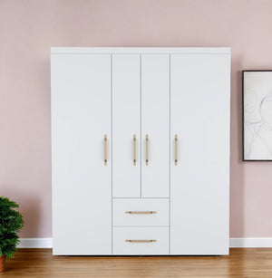 Homeroots 59" White Two Drawer Combo Dresser  Manufactured Wood 546423