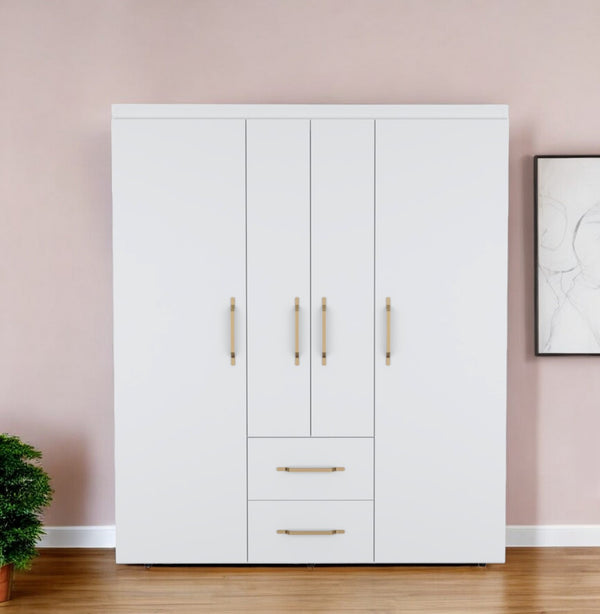 Homeroots 59" White Two Drawer Combo Dresser  Manufactured Wood 546423