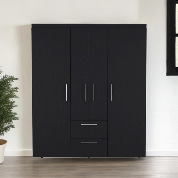 Homeroots 59" Black Two Drawer Combo Dresser  Manufactured Wood 546424