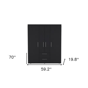 Homeroots 59" Black Two Drawer Combo Dresser  Manufactured Wood 546424