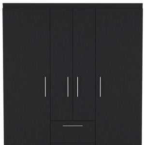 Homeroots 59" Black Two Drawer Combo Dresser  Manufactured Wood 546424