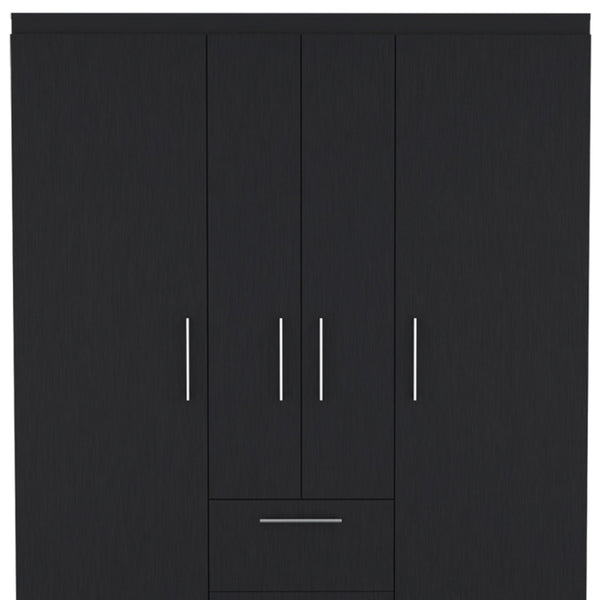 Homeroots 59" Black Two Drawer Combo Dresser  Manufactured Wood 546424