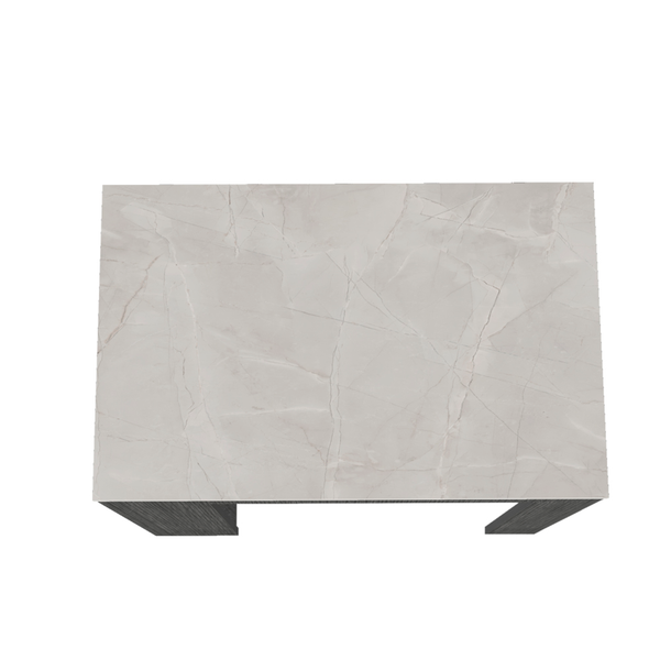 Homeroots 36" Elegant White And Gray Marble Kitchen Island With Wood Storage – Versatile, Stylish, Functional!   546425