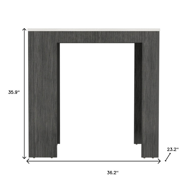 Homeroots 36" Elegant White And Gray Marble Kitchen Island With Wood Storage – Versatile, Stylish, Functional!   546425