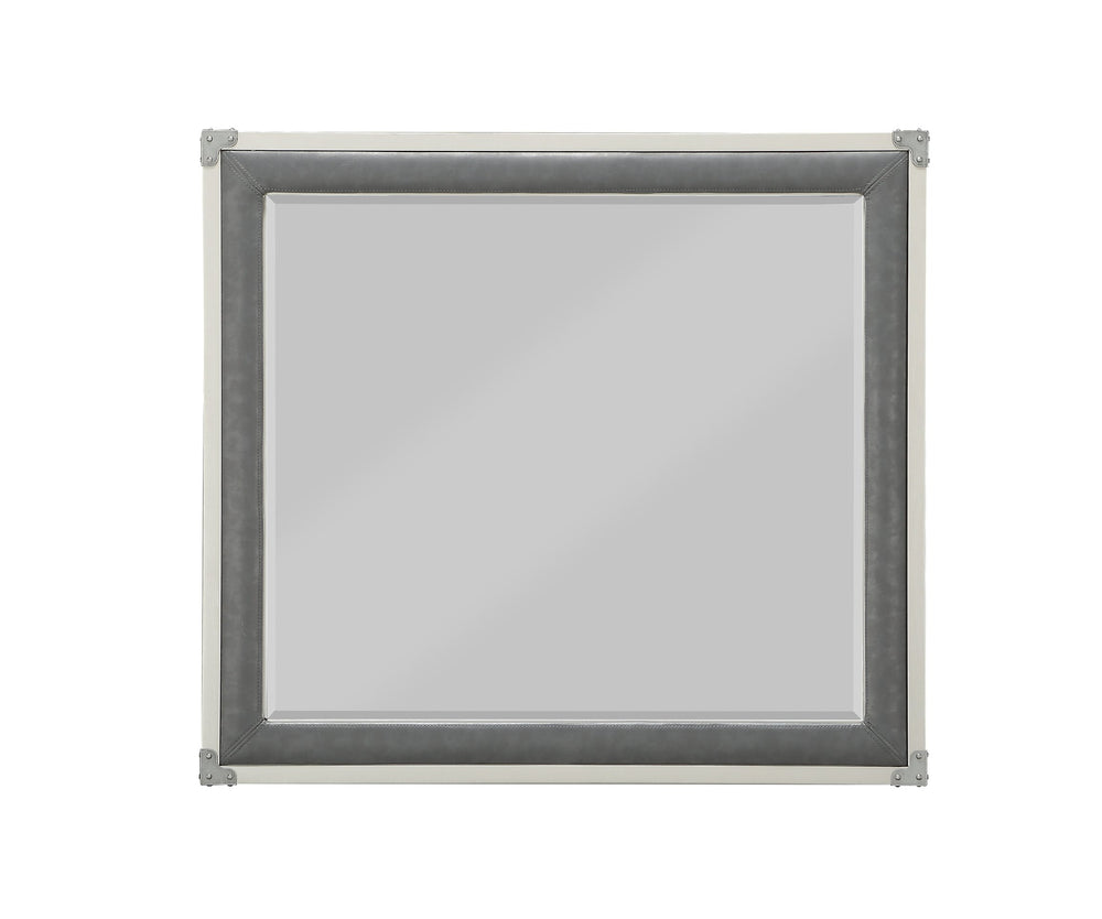 English Elm Orchest Gray Finish Mirror with 5mm Beveled Edge, Padded Frame, Horizontal 30x34" Inner View B2726P244353