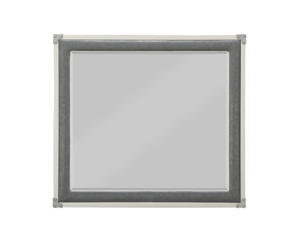 English Elm Orchest Gray Finish Mirror with 5mm Beveled Edge, Padded Frame, Horizontal 30x34" Inner View B2726P244353