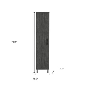 HomeRoots 71" Gray Wood Pantry Cabinet - Smart, Stylish Storage Solution for Narrow Spaces & Modern Homes 546431
