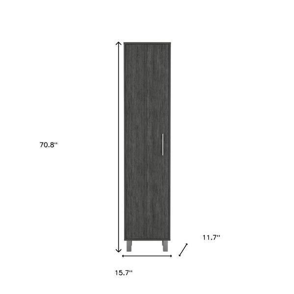 HomeRoots 71" Gray Wood Pantry Cabinet - Smart, Stylish Storage Solution for Narrow Spaces & Modern Homes 546431