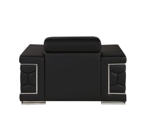 Homeroots 47" Black And Silver Genuine Leather Club Chair   546436