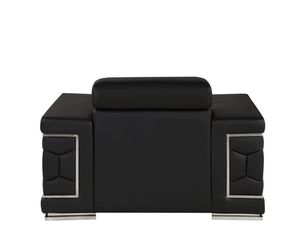 Homeroots 47" Black And Silver Genuine Leather Club Chair   546436