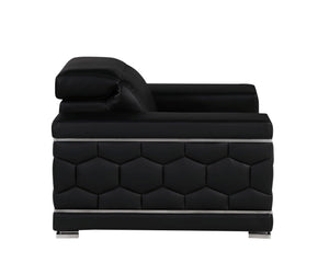 Homeroots 47" Black And Silver Genuine Leather Club Chair   546436