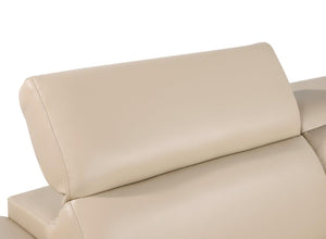 HomeRoots 70" Contemporary Leather Loveseat with Silver Accents, Adjustable Headrests, and Sleek Steel Legs CREAM 546439