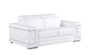 Homeroots 71" White And Silver Genuine Leather Love Seat   546441