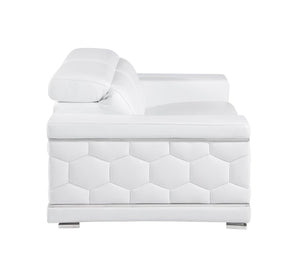 Homeroots 71" White And Silver Genuine Leather Love Seat   546441