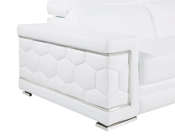 Homeroots 71" White And Silver Genuine Leather Love Seat   546441