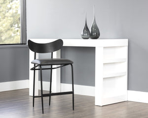 Sunpan GIBBONS Mid-Century Modern Counter Stool - Bravo Portabella Faux Leather & Black Steel Frame 107064