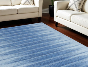 Homeroots 6' Blue Ombre Distressed Non-skid Area Rug - Stain Resistant, Durable, Perfect For Kids & Pets! 6' X 9' Polyester 546499