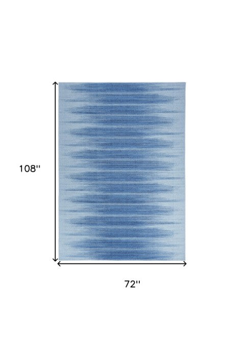 Homeroots 6' Blue Ombre Distressed Non-skid Area Rug - Stain Resistant, Durable, Perfect For Kids & Pets! 6' X 9' Polyester 546499