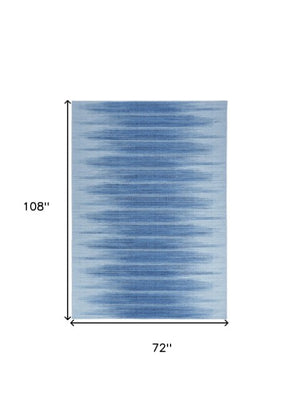 Homeroots 6' Blue Ombre Distressed Non-skid Area Rug - Stain Resistant, Durable, Perfect For Kids & Pets! 6' X 9' Polyester 546499