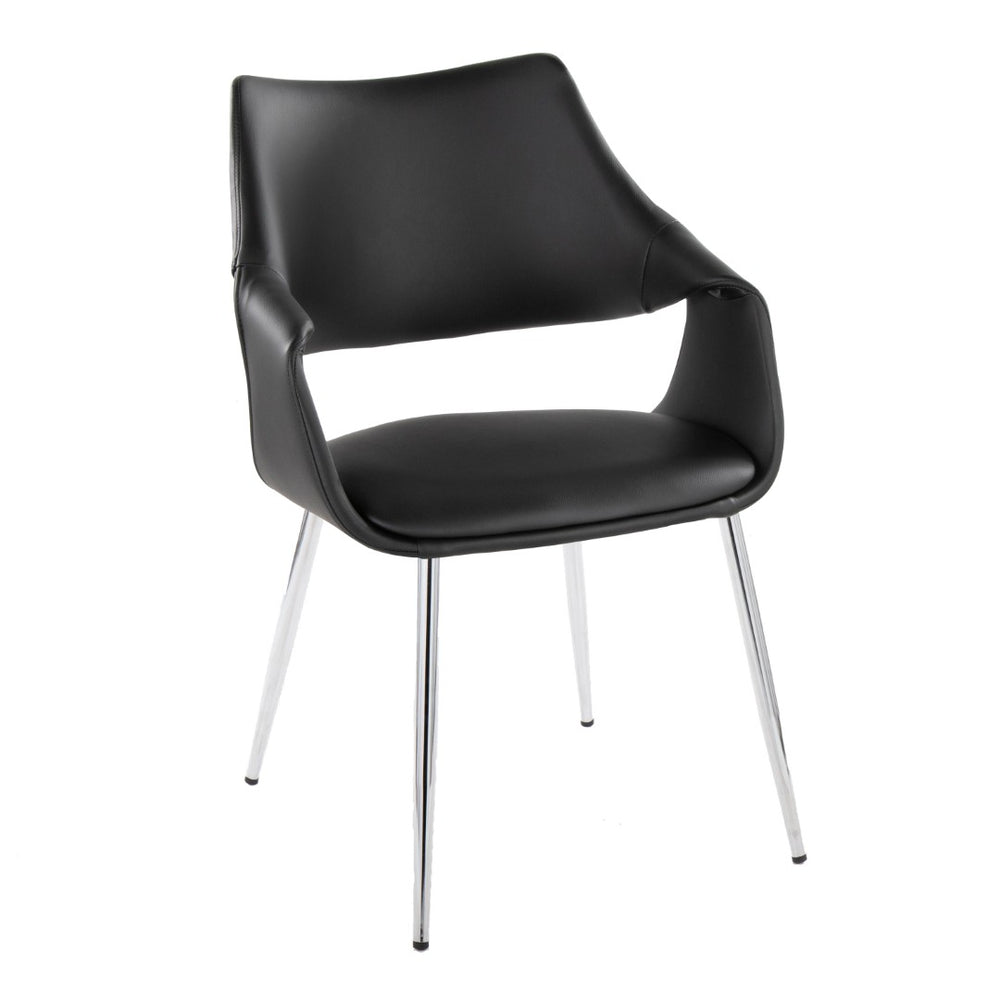 English Elm Chair Set of 2 White Faux Leather Seats with Angular Black Metal Legs Modern Dining B202P471316