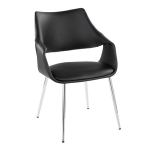 English Elm Chair Set of 2 White Faux Leather Seats with Angular Black Metal Legs Modern Dining B202P471316