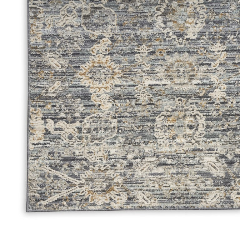 HomeRoots Floral Distressed Runner Rug with Fringe Tassels Vintage Style Hallway Polypropylene 8' 546525