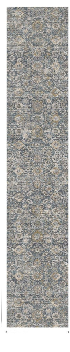 HomeRoots Floral Distressed Runner Rug with Fringe Tassels Vintage Style Hallway Polypropylene 8' 546525