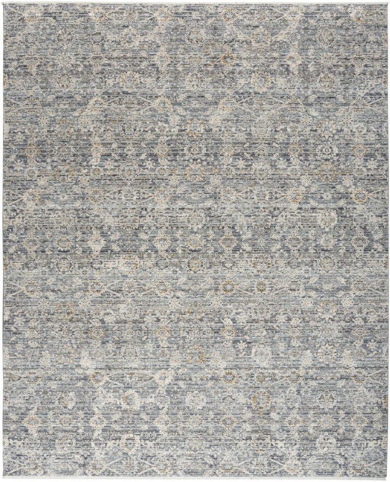 HomeRoots Floral Distressed Polypropylene Area Rug with Fringe Tassels for Living Room Vintage Charm 5' x 8' 546526