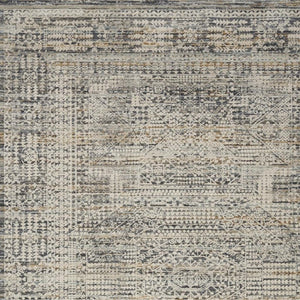 5x8 Ivory Slate Gray Distressed Oriental Area Rug with Fringe Boho Living Room