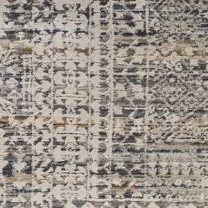 5x8 Ivory Slate Gray Distressed Oriental Area Rug with Fringe Boho Living Room