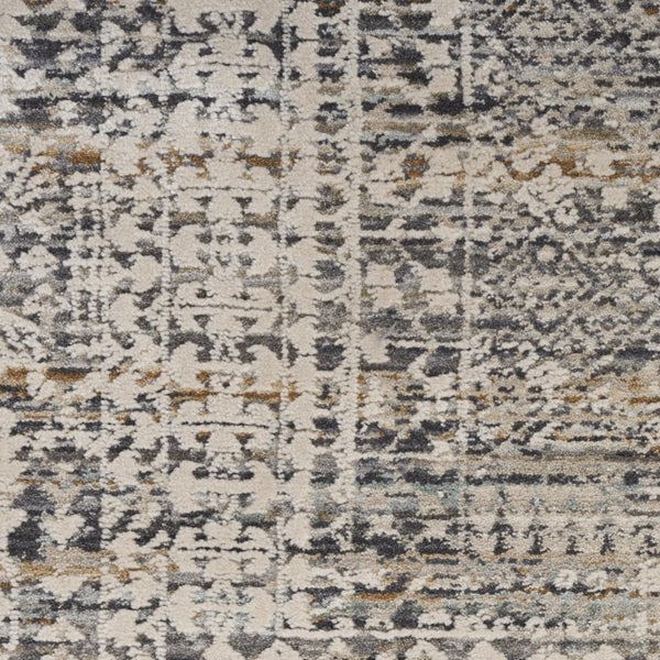 5x8 Ivory Slate Gray Distressed Oriental Area Rug with Fringe Boho Living Room