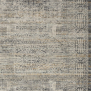 5x8 Ivory Slate Gray Distressed Oriental Area Rug with Fringe Boho Living Room