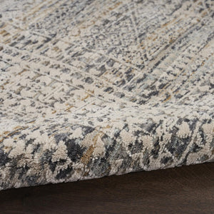 5x8 Ivory Slate Gray Distressed Oriental Area Rug with Fringe Boho Living Room