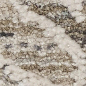 5x8 Ivory Taupe Oriental Motif Low Pile Area Rug with Fringe for Living Rooms