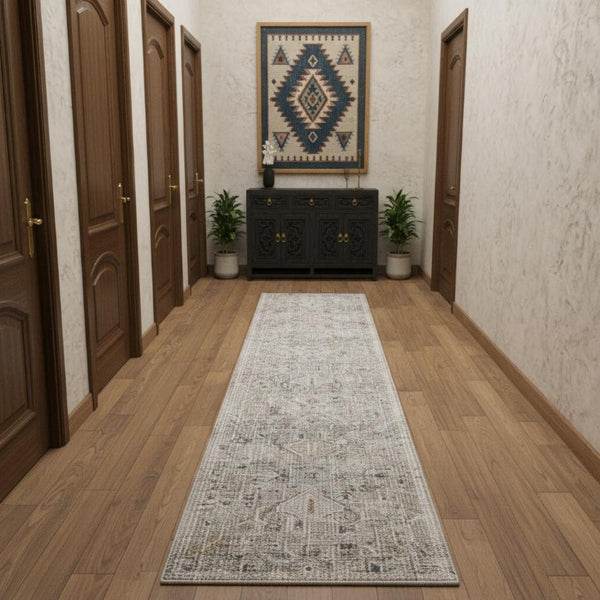Southwestern Distressed Runner Rug Fringed Low Pile Polyester Blend Hallway Entryway Accent