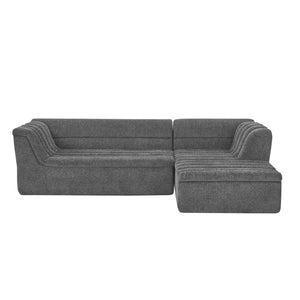 English Elm 106" Modular L-shaped Sectional Chenille Sofa Sculptural Low Profile Living Room Couch Dark Grey W1413S00124