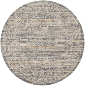 HomeRoots 8 Foot Round Oriental Distressed Ivory Gray Fringe Rug for Living Room Decor 546584