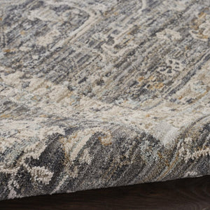 8 Ft Round Floral Distressed Indoor Rug with Fringe Tassel Polyester Ivory Tones