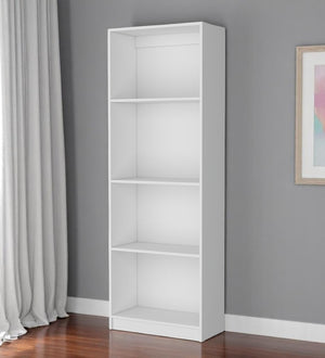 HomeRoots 71" White Wood Four Tier Bookcase – Stylish Vertical Storage Solution for Living Rooms & Offices 546592
