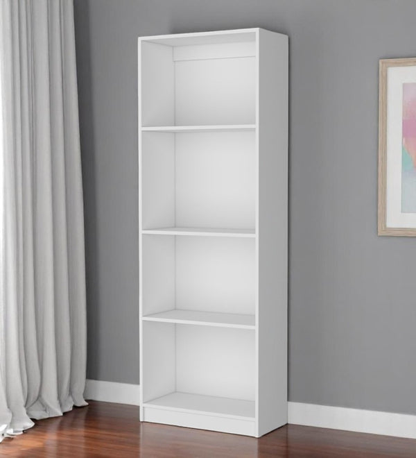 HomeRoots 71" White Wood Four Tier Bookcase – Stylish Vertical Storage Solution for Living Rooms & Offices 546592