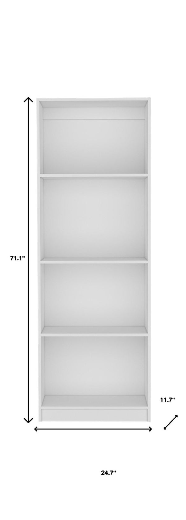 HomeRoots 71" White Wood Four Tier Bookcase – Stylish Vertical Storage Solution for Living Rooms & Offices 546592