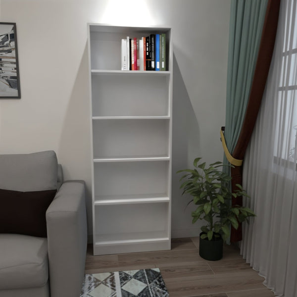 HomeRoots 71" White Wood Five Tier Bookcase - Slim, Stylish Storage Solution for Any Room or Small Space Decor 546593