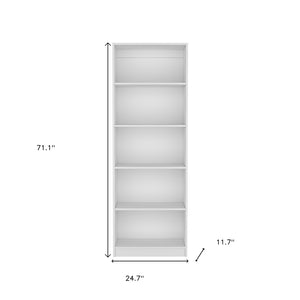 HomeRoots 71" White Wood Five Tier Bookcase - Slim, Stylish Storage Solution for Any Room or Small Space Decor 546593