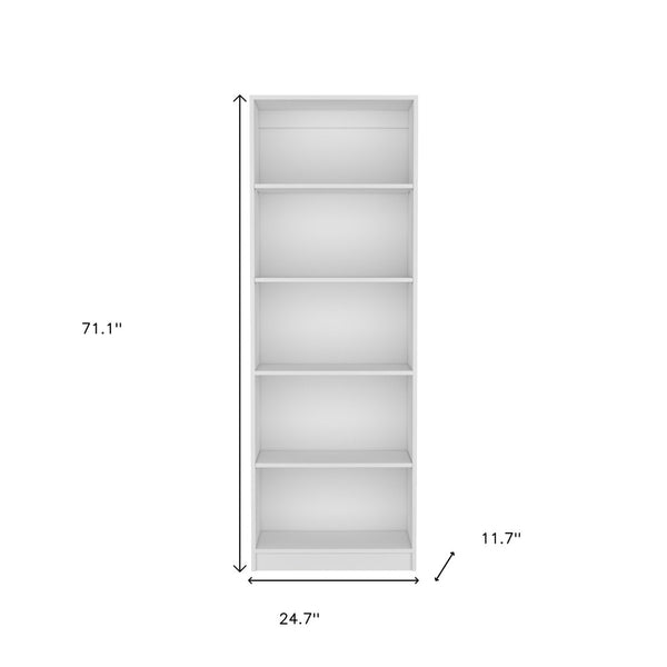 HomeRoots 71" White Wood Five Tier Bookcase - Slim, Stylish Storage Solution for Any Room or Small Space Decor 546593