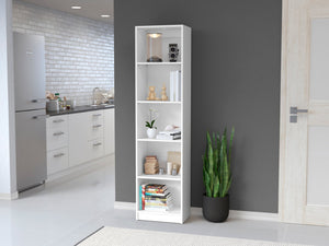 HomeRoots 71" White Wood Five-Tier Bookcase – Stylish Vertical Storage, Durable Design for Home & Office Use 546594