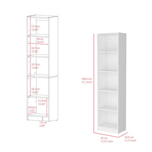 HomeRoots 71" White Wood Five-Tier Bookcase – Stylish Vertical Storage, Durable Design for Home & Office Use 546594