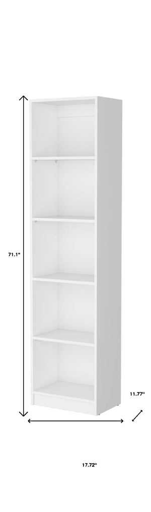HomeRoots 71" White Wood Five-Tier Bookcase – Stylish Vertical Storage, Durable Design for Home & Office Use 546594