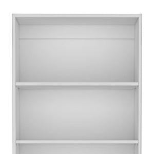 HomeRoots 71" White Wood Three-Tier Bookcase with Doors - Stylish Storage for Home, Office, and More! 546595