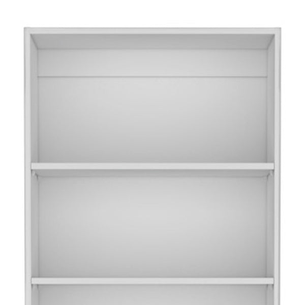 HomeRoots 71" White Wood Three-Tier Bookcase with Doors - Stylish Storage for Home, Office, and More! 546595